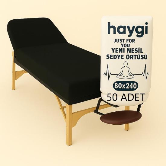 Tek Kullanımlık Çift Lastikli Kalın Siyah Renkli Sedye Örtüsü 50 Adet 80x240 Cm